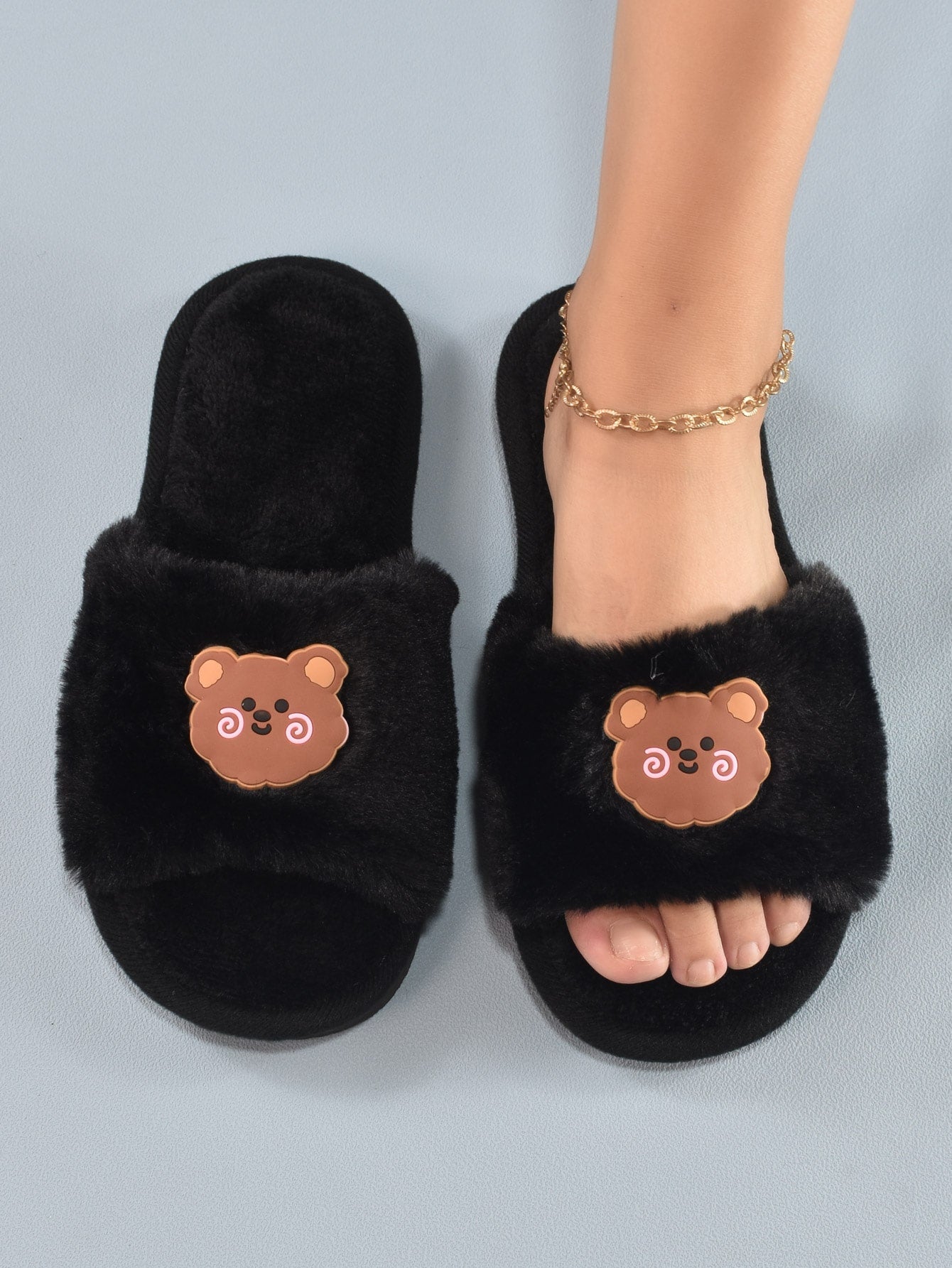 Bear Shaped Plush Slippers