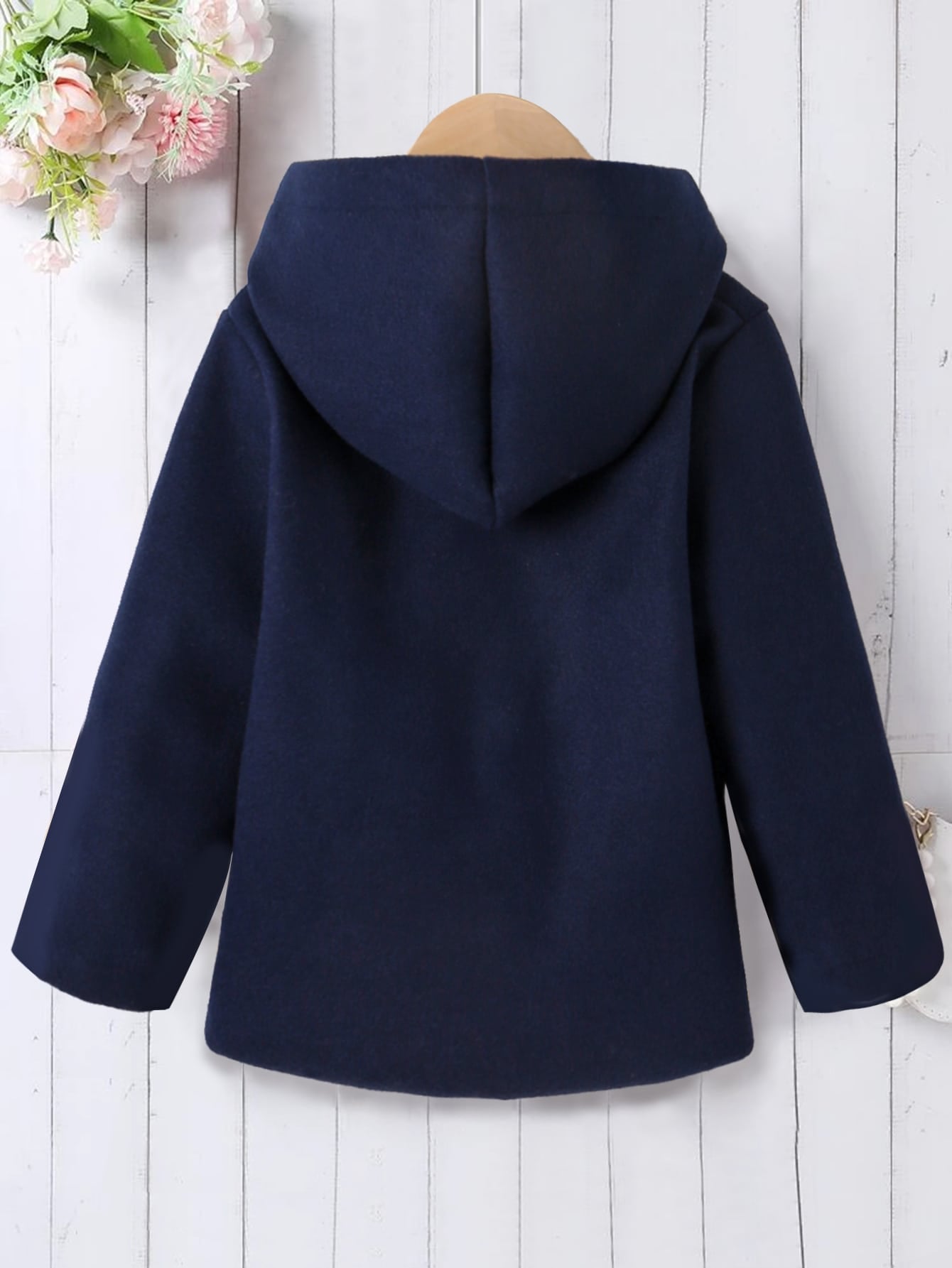 Young Girl Single Breasted Hooded Overcoat