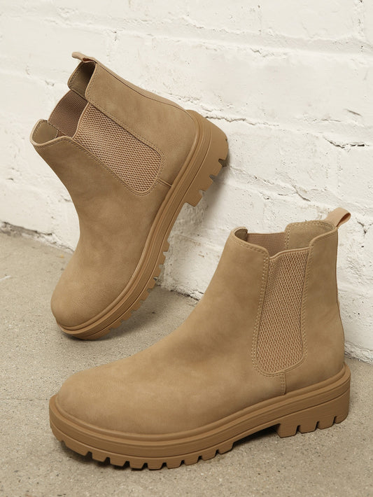 Nubuck PU Round Toe Chelsea Boots