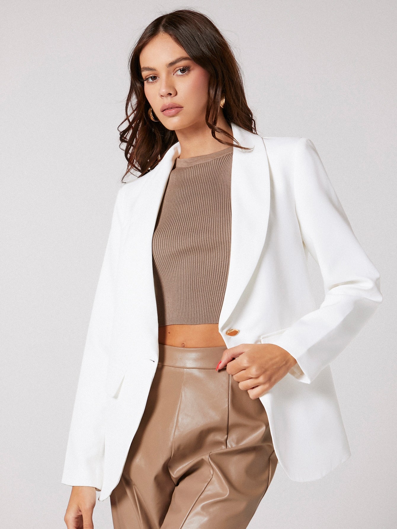 Shawl Collar Single Button Blazer Workwear