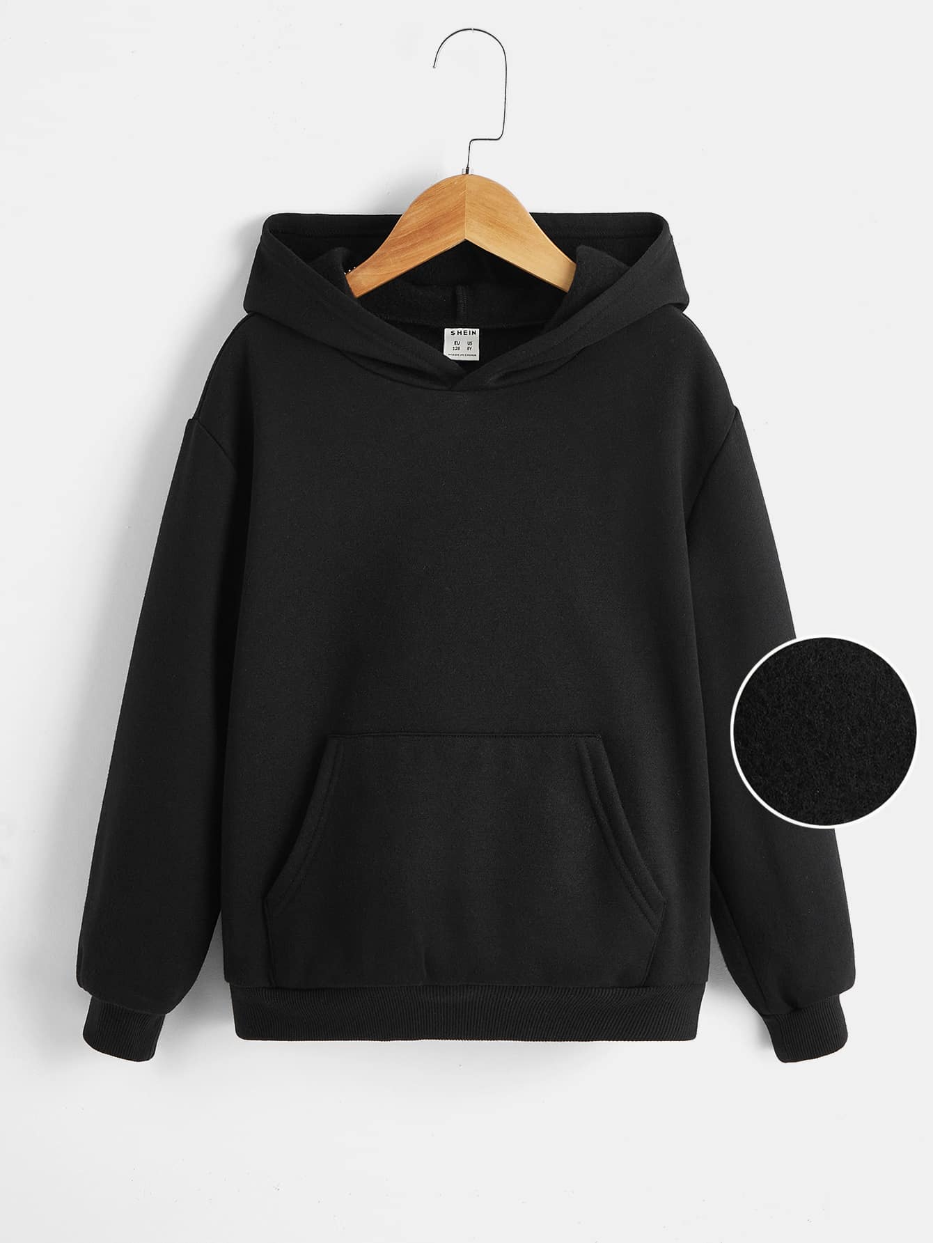 Tween Boy Kangaroo Pocket Drop Shoulder Hoodie Comfortable Casual For Spring Autumn Daily Wear