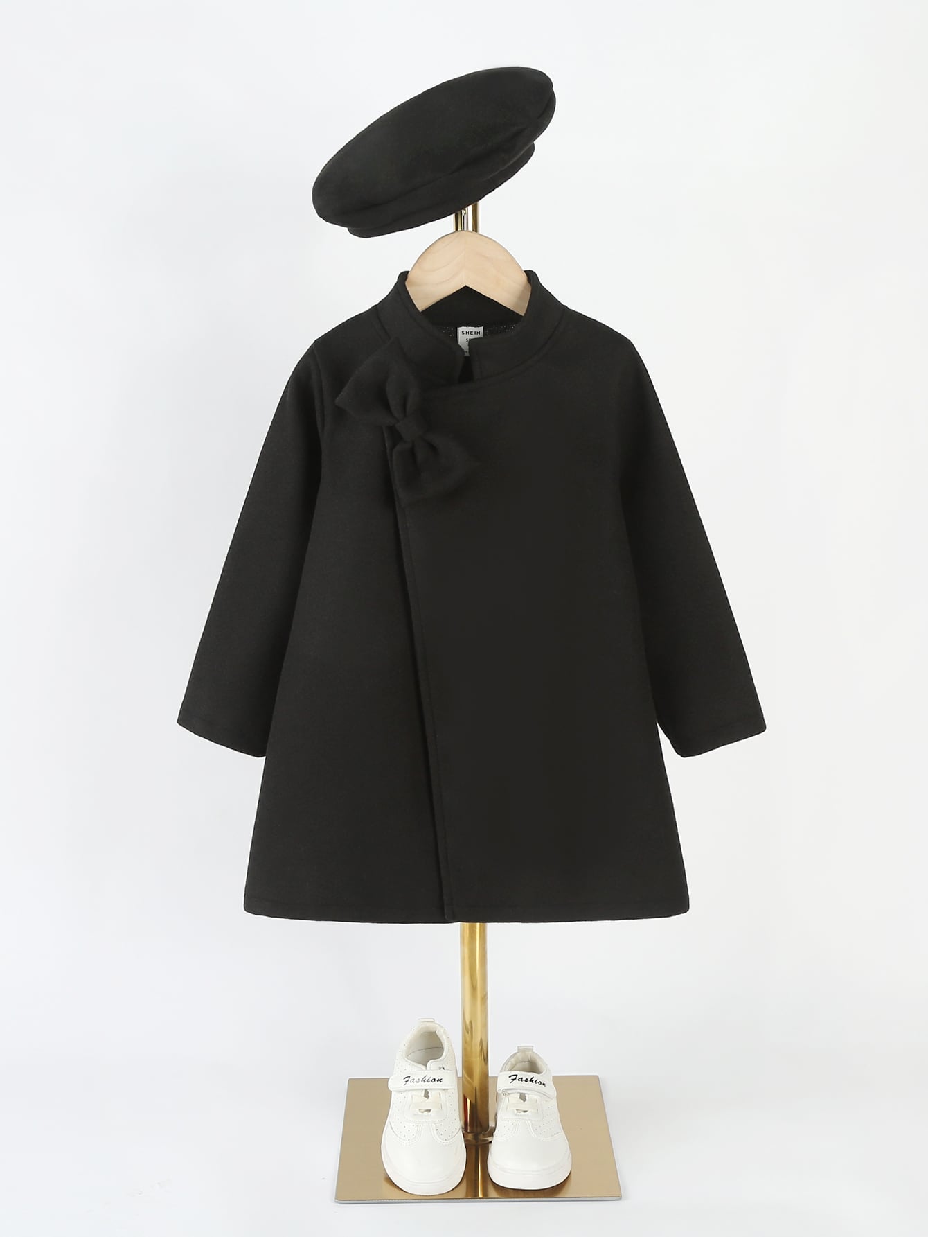 Young Girl Bow Front Overcoat & Hat