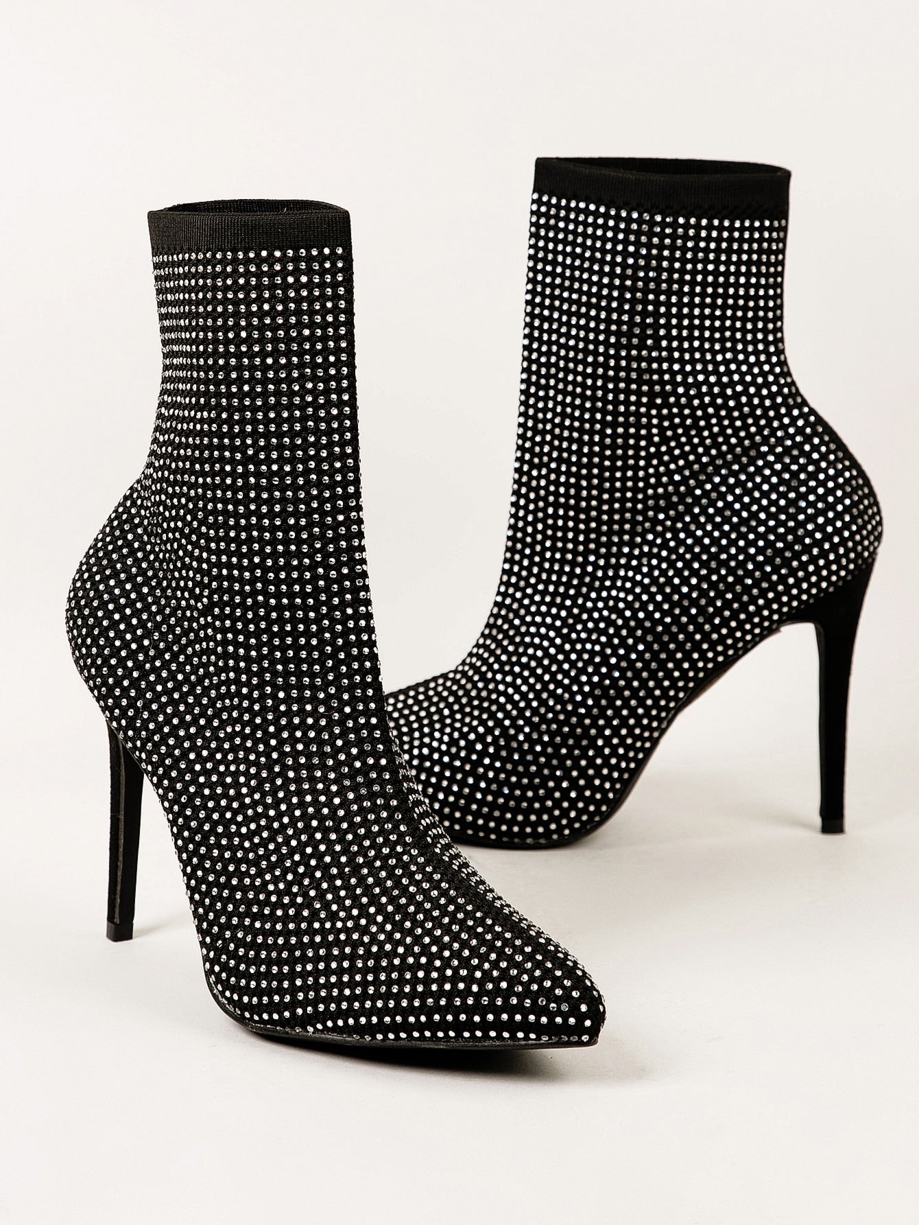 Knit Pointy Toe Stiletto Heel Ankle Booties