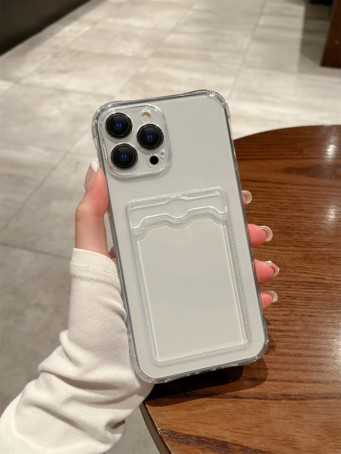 Pink Clear Card Slot Phone Case