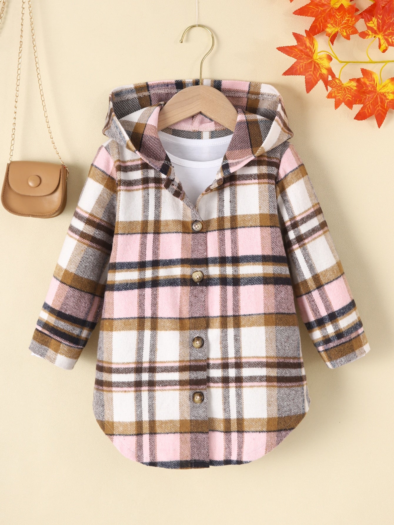 Ranchside Kids Young Girl Plaid Print Hooded Coat Without Tee