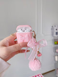Pink 1pc Cute Silicone Bowknot & Lace & Fur Ball Earphone Cover For Airpods For AirPods1/2 AirPods Pro Kawaii
