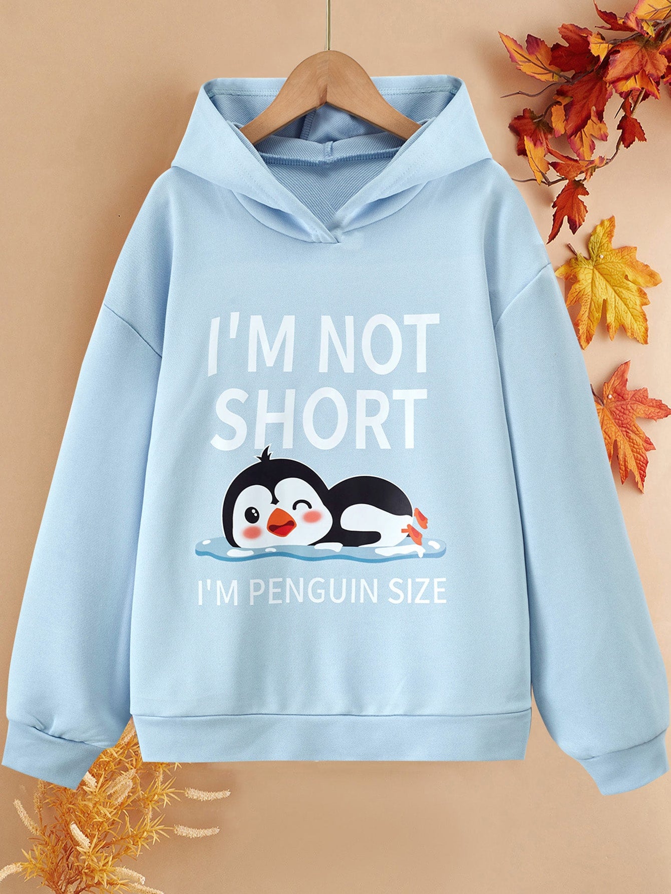 Tween Girl Cartoon And Slogan Graphic Drop Shoulder Hoodie