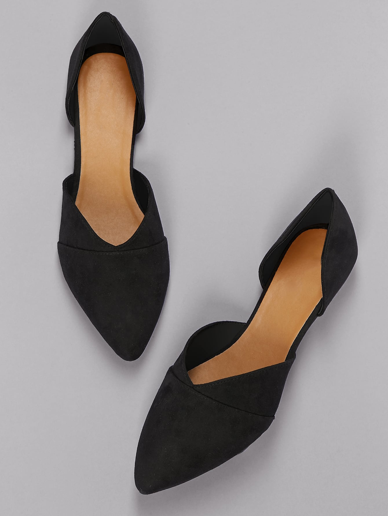 Faux Suede Slip On D'orsay Flats