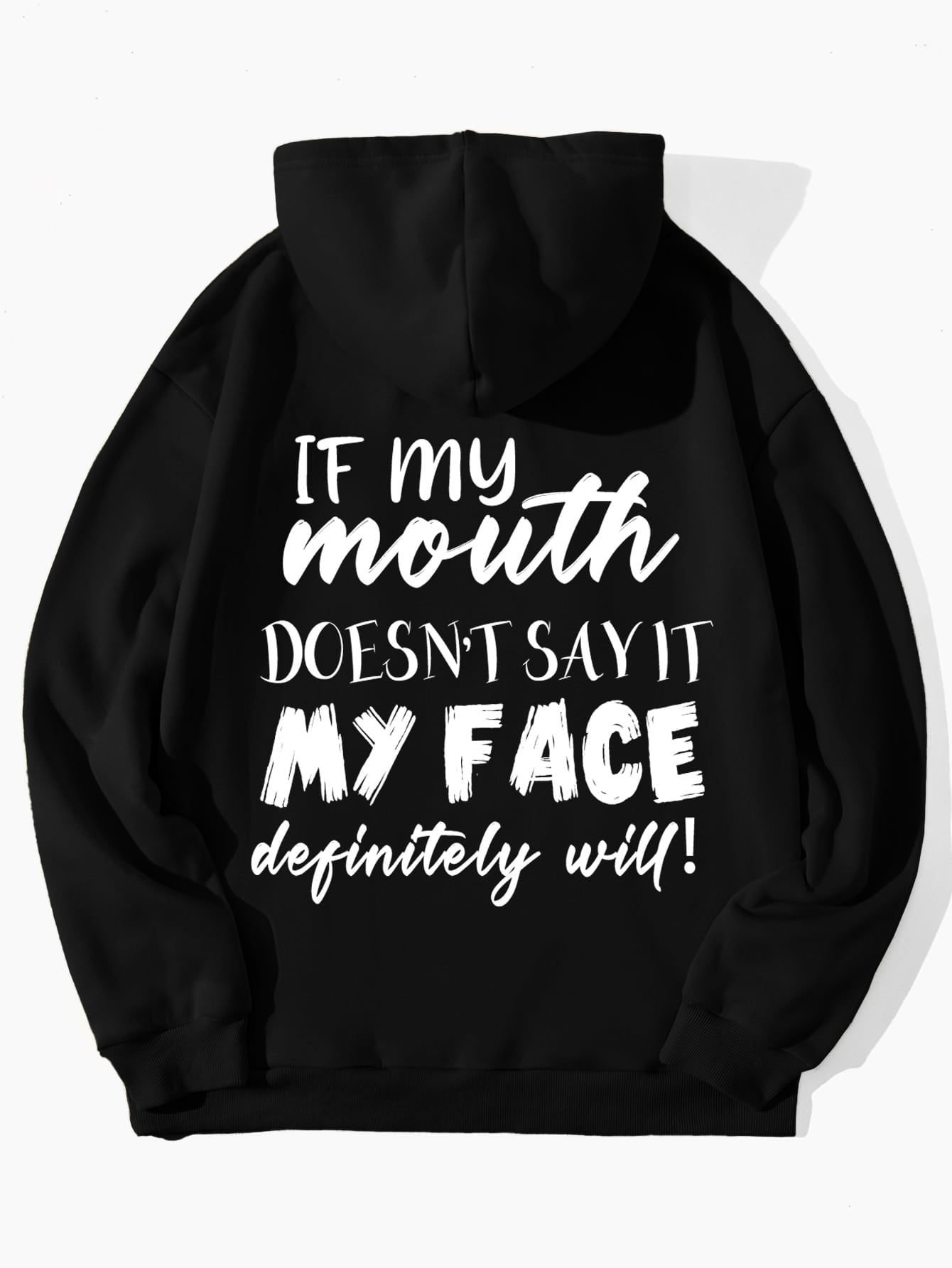 Slogan Graphic Kangaroo Pocket Drawstring Thermal Lined Hoodie