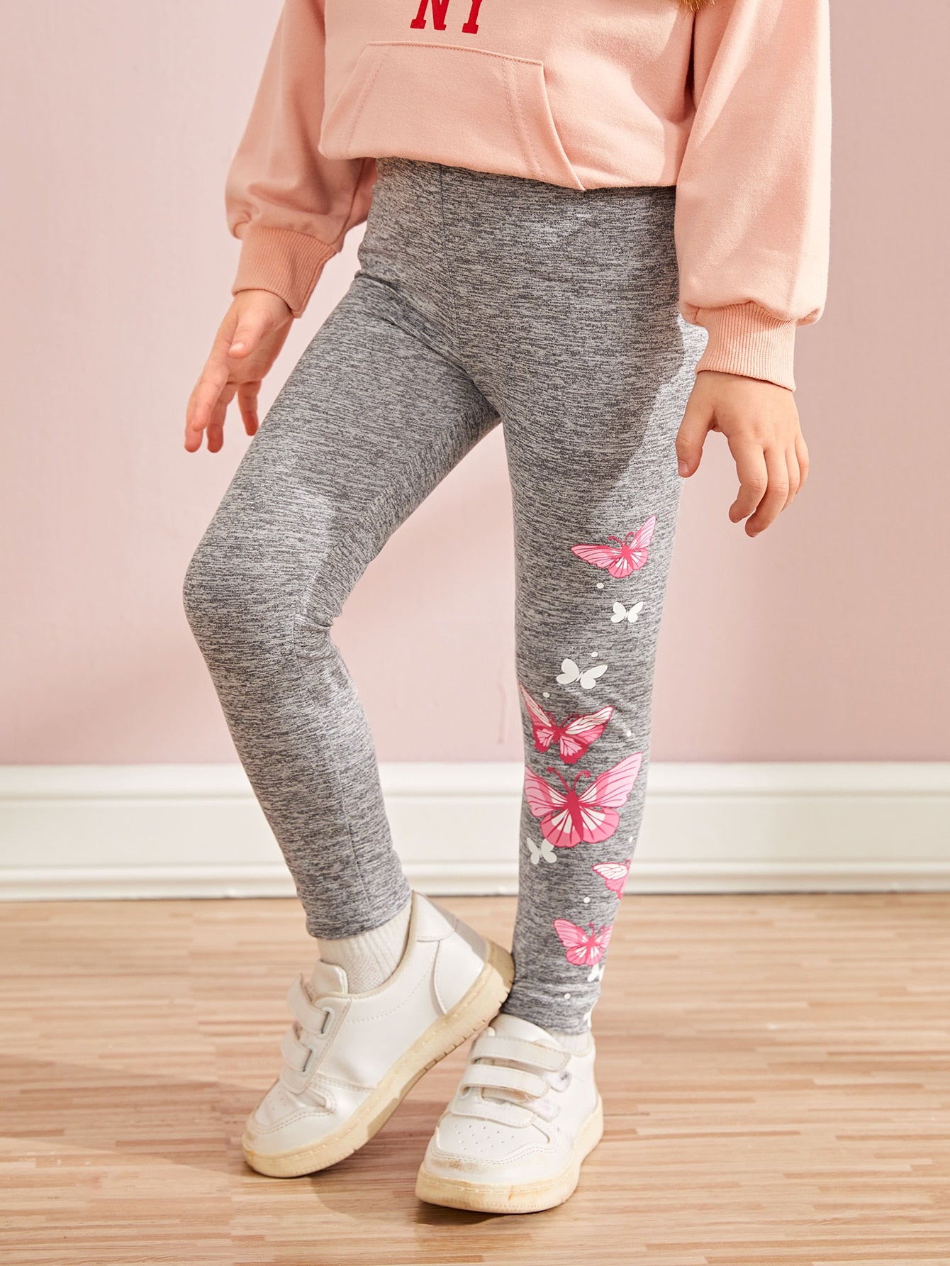 Young Girl Butterfly Print Leggings