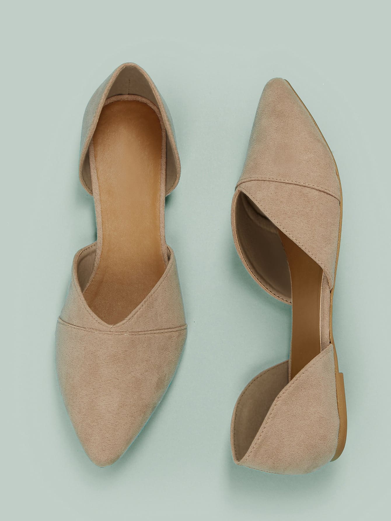 Faux Suede Slip On D'orsay Flats