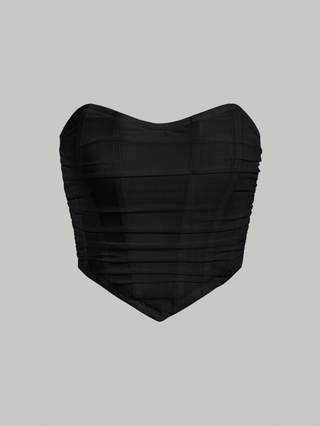 Solid Ruched Bandana Tube Bodycon Black Top