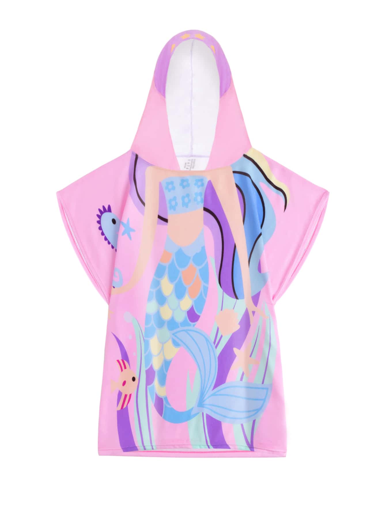 Young Girl Cartoon Graphic Hooded Cover Up