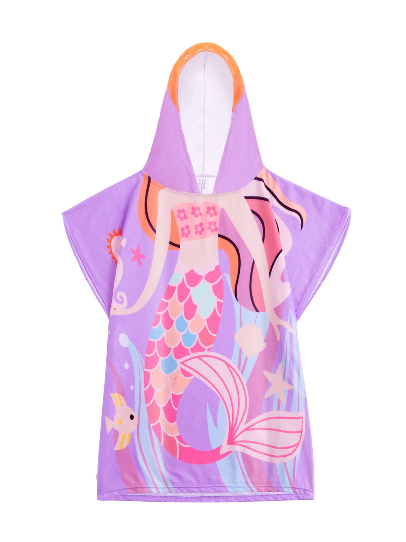 Young Girl Cartoon Graphic Hooded Cover Up