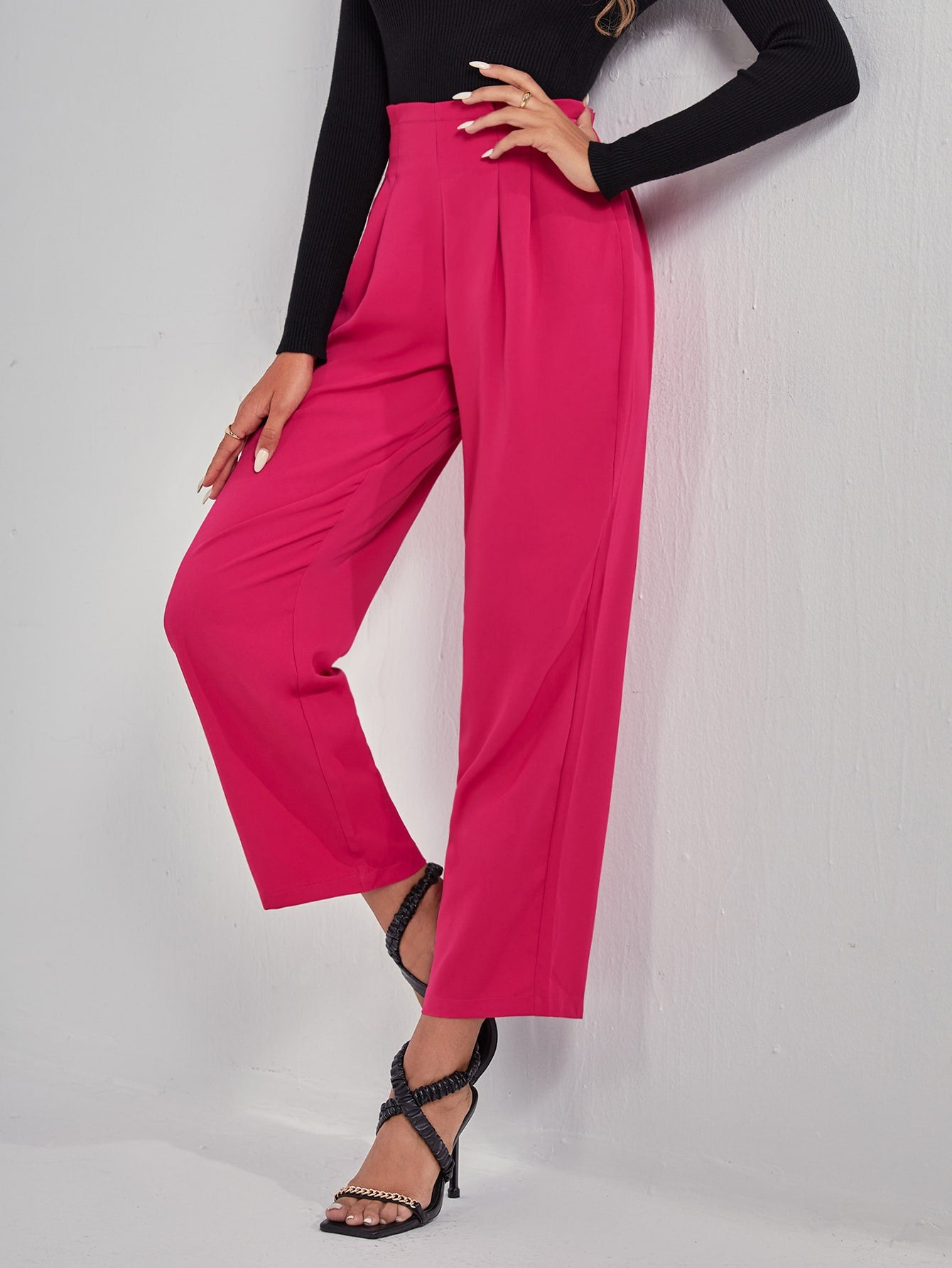 High Waist Straight Leg Pants Workwear