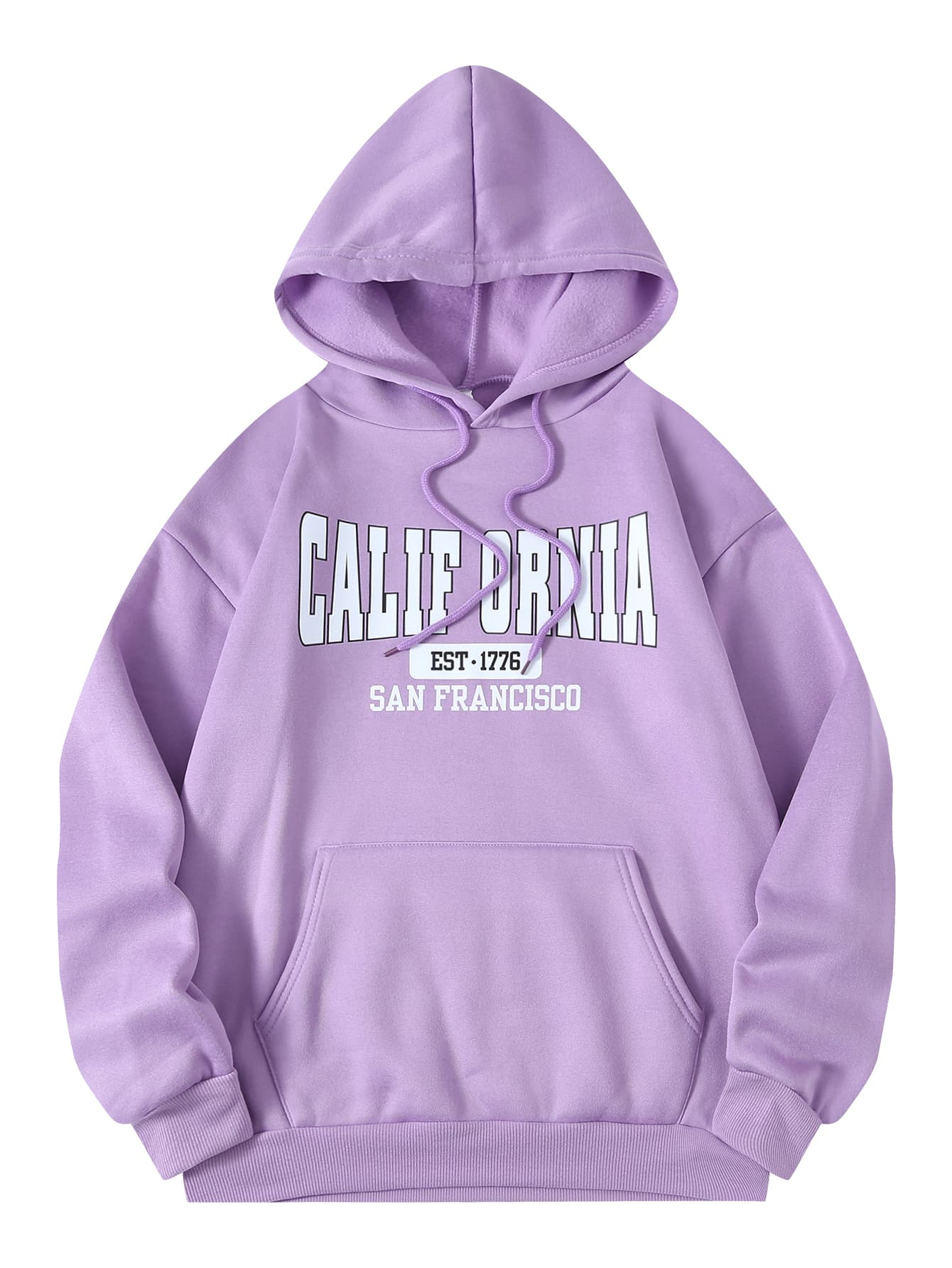 Letter Graphic Thermal Lined Drawstring Hoodie