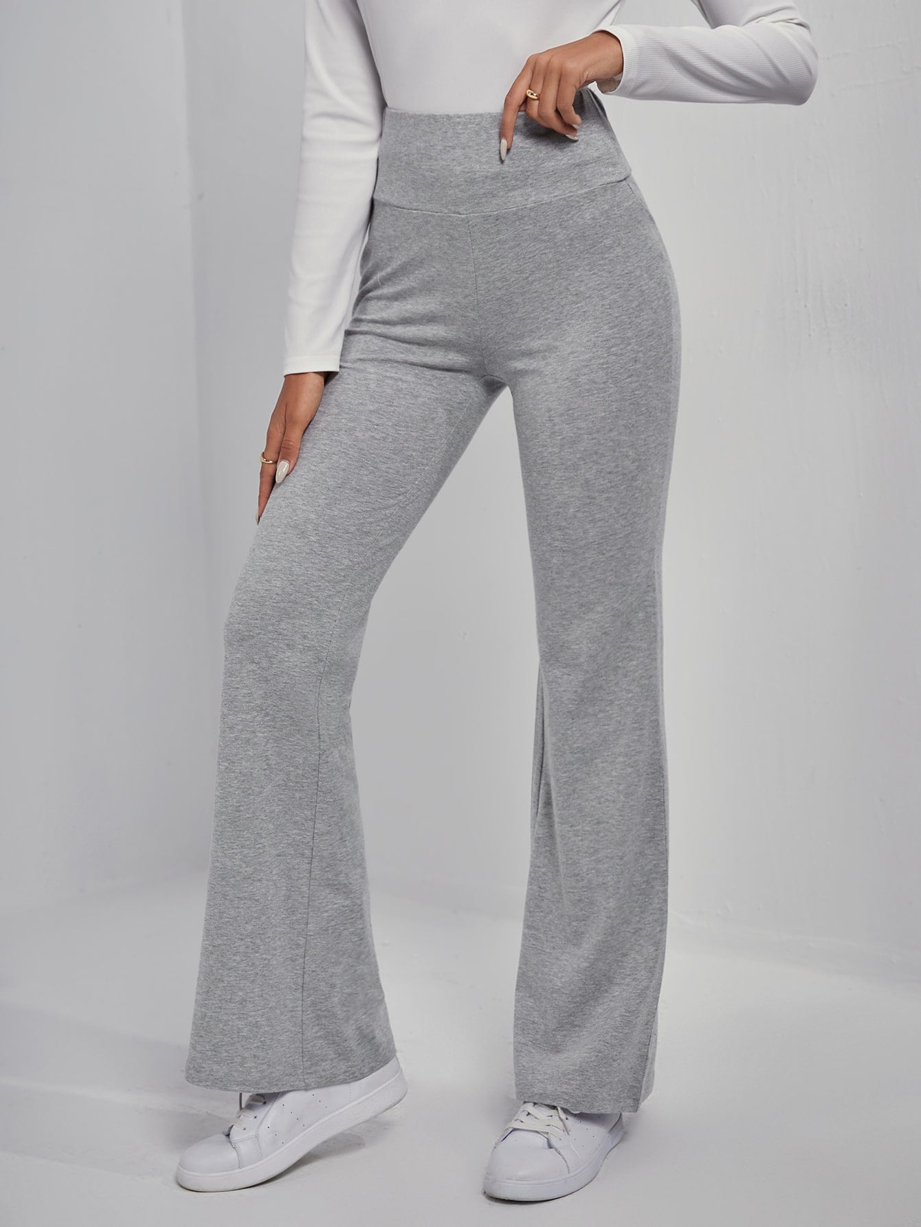 Wide Waistband Flare Leg Pants