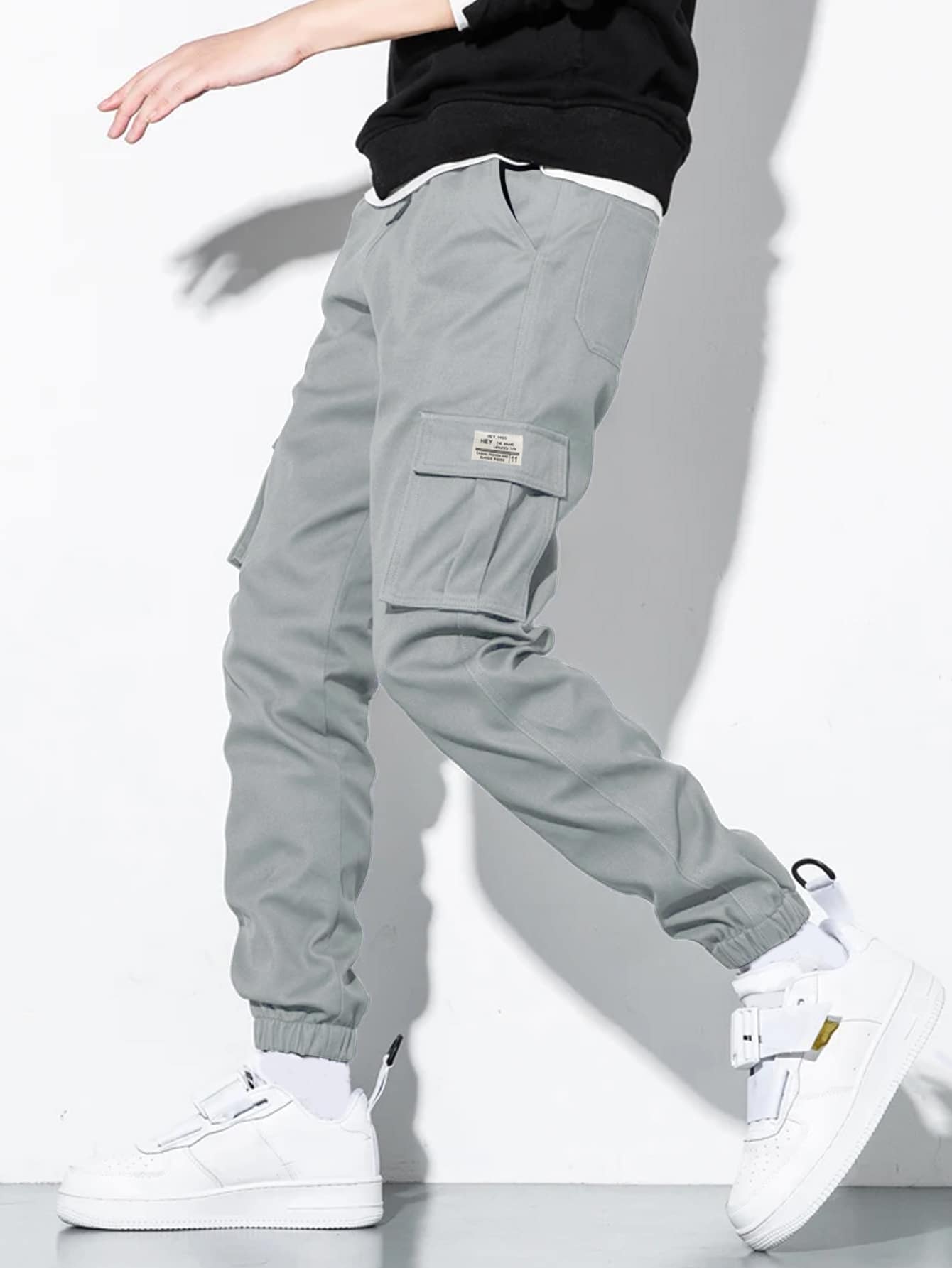 Men Letter Patched Flap Pocket Cargo Pants