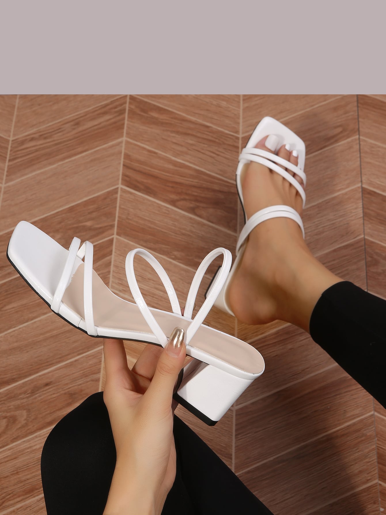 New Arrival Summer Purple Simple & Fashionable Square Toe High Heel Sandals