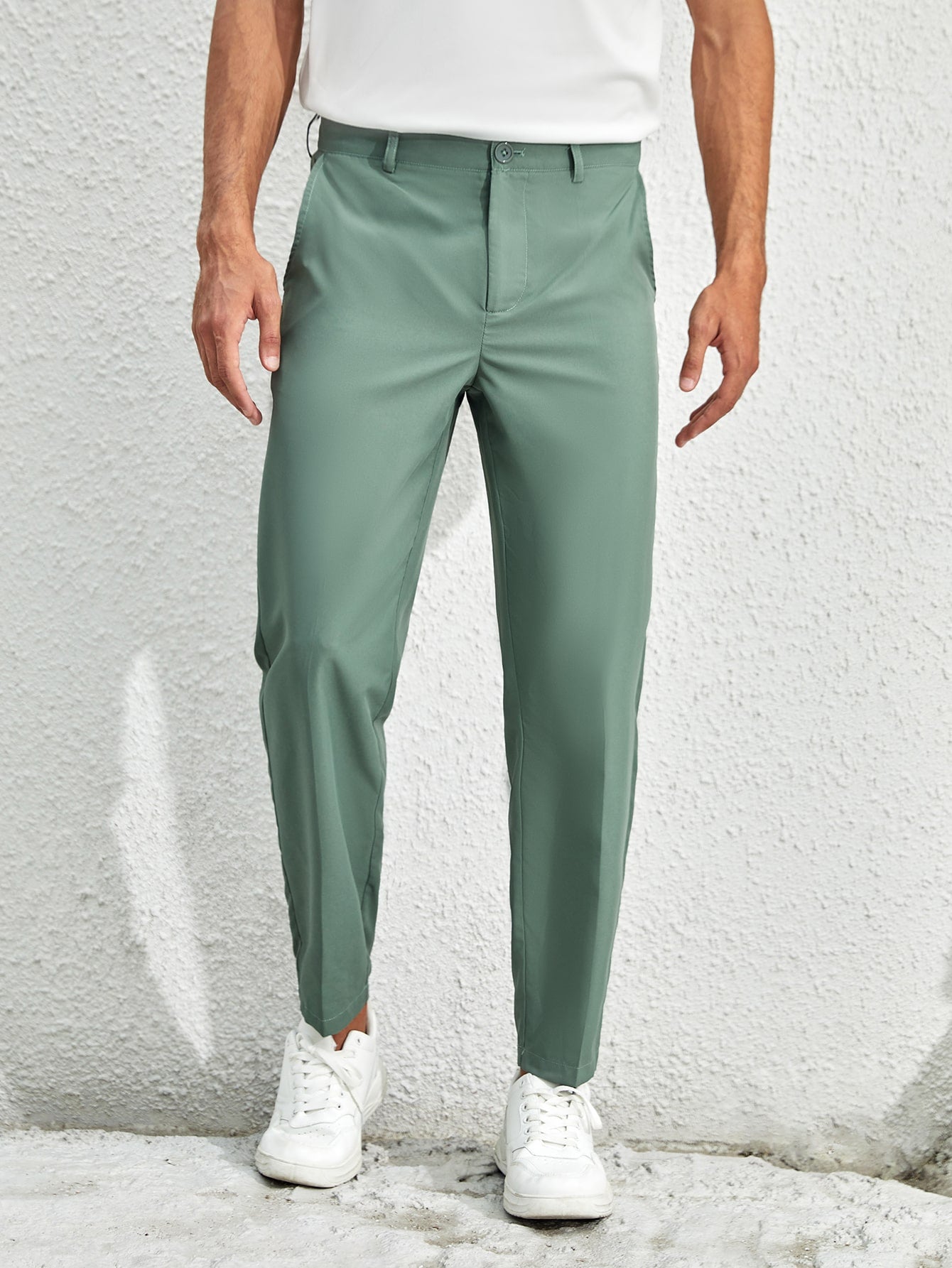 Men's Casual Solid Color Tapered Suit Pants