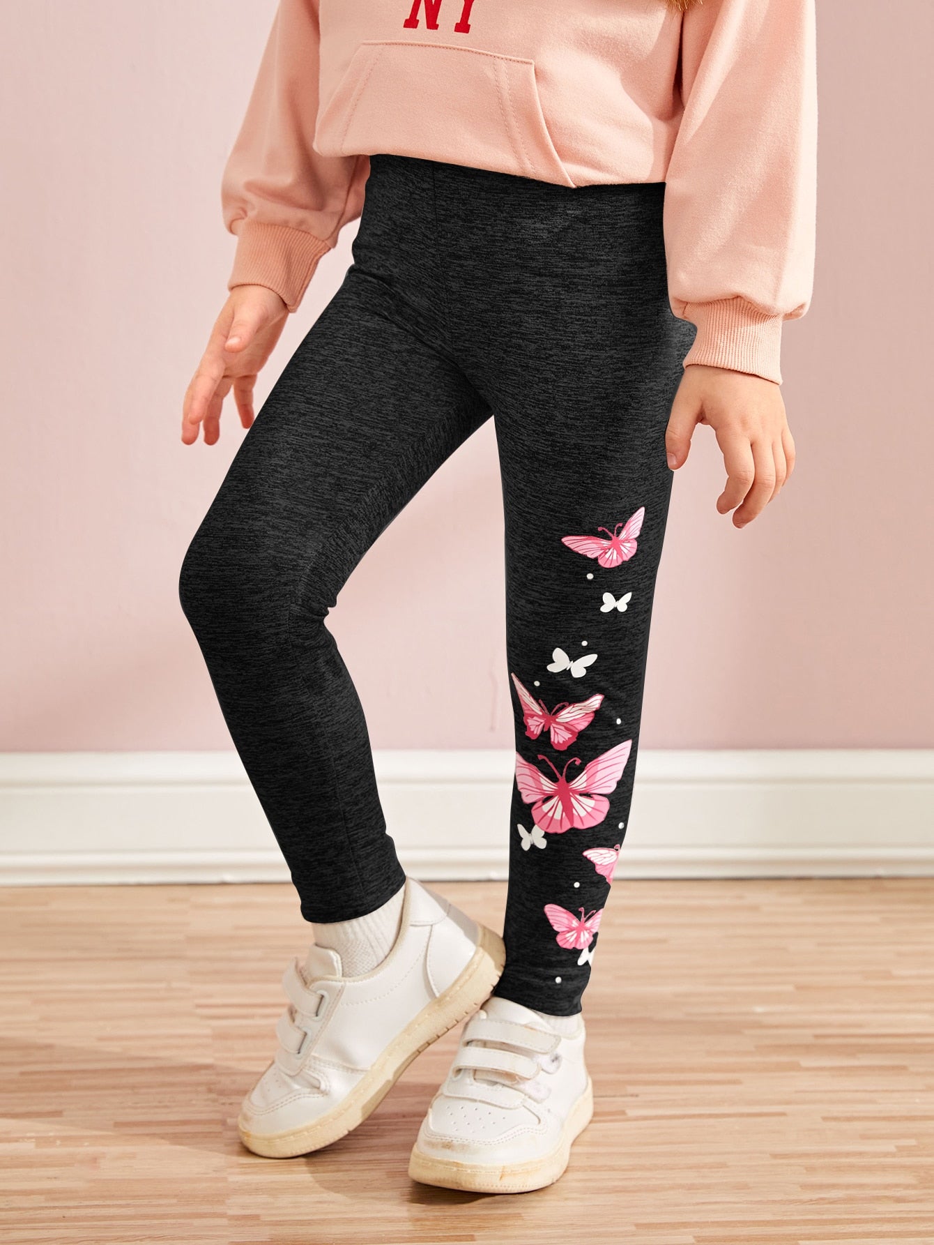 Young Girl Butterfly Print Leggings