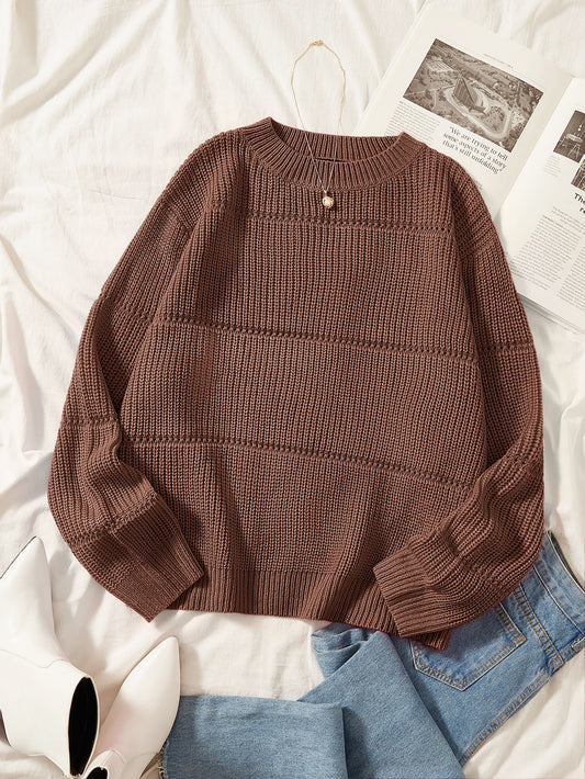 Plus Solid Spring Ribbed Knit Sweater