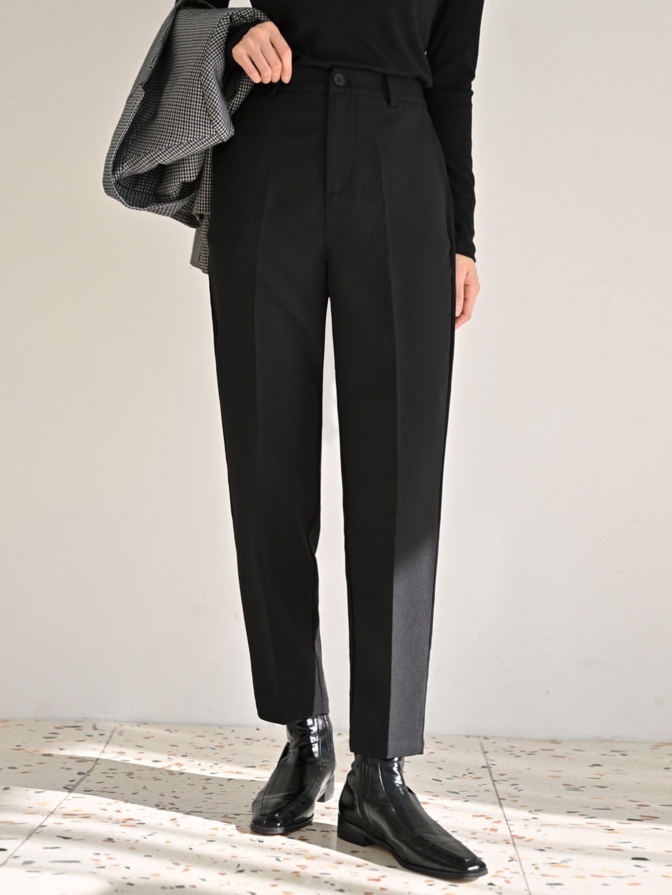 Solid Slant Pocket Suit Pants