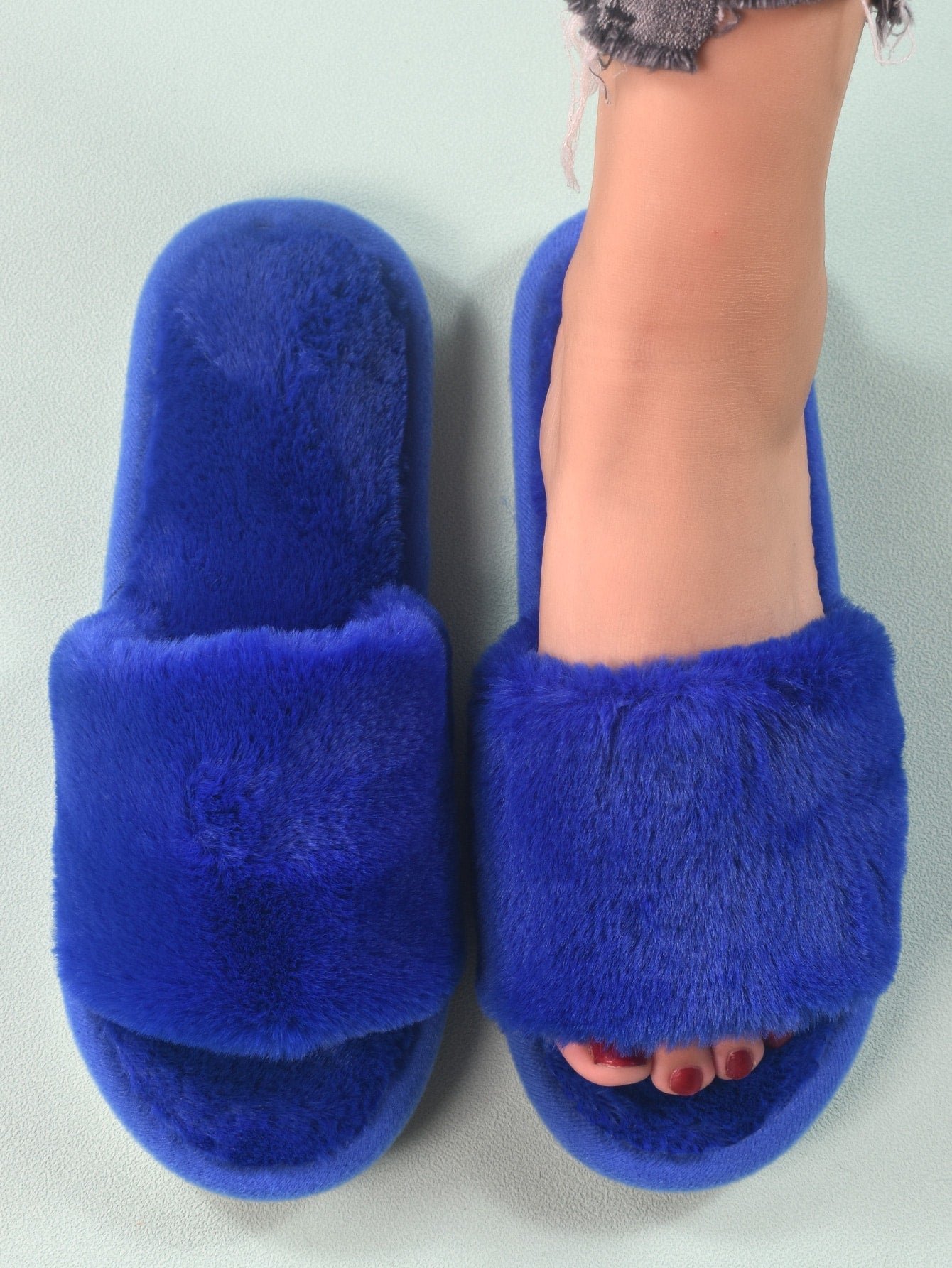 Women's Wine Red Fashionable Solid Bedroom Slippers, Minimalist Furry Slipper Shoes