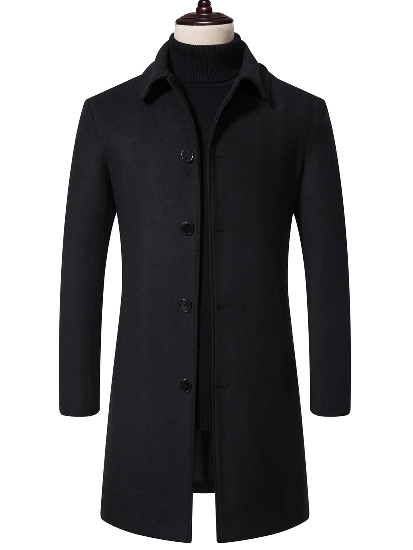 Men 1pc Single Breasted Overcoat