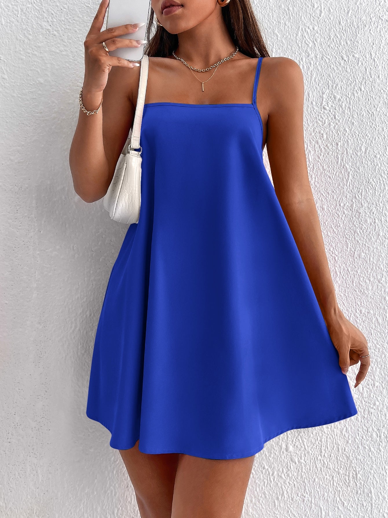 Solid Backless Cami Summer Dress