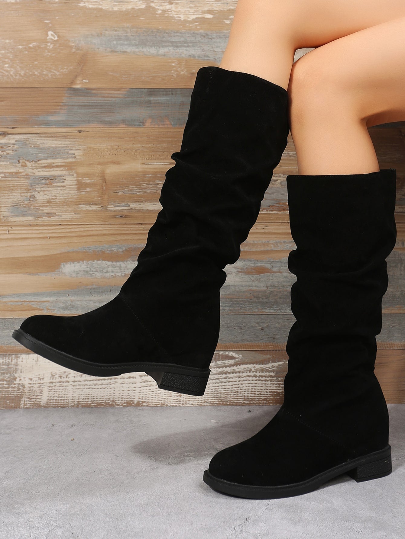 Women's Fashionable Height Increasing Boots, Autumn/winter New Casual Knee-high Boots