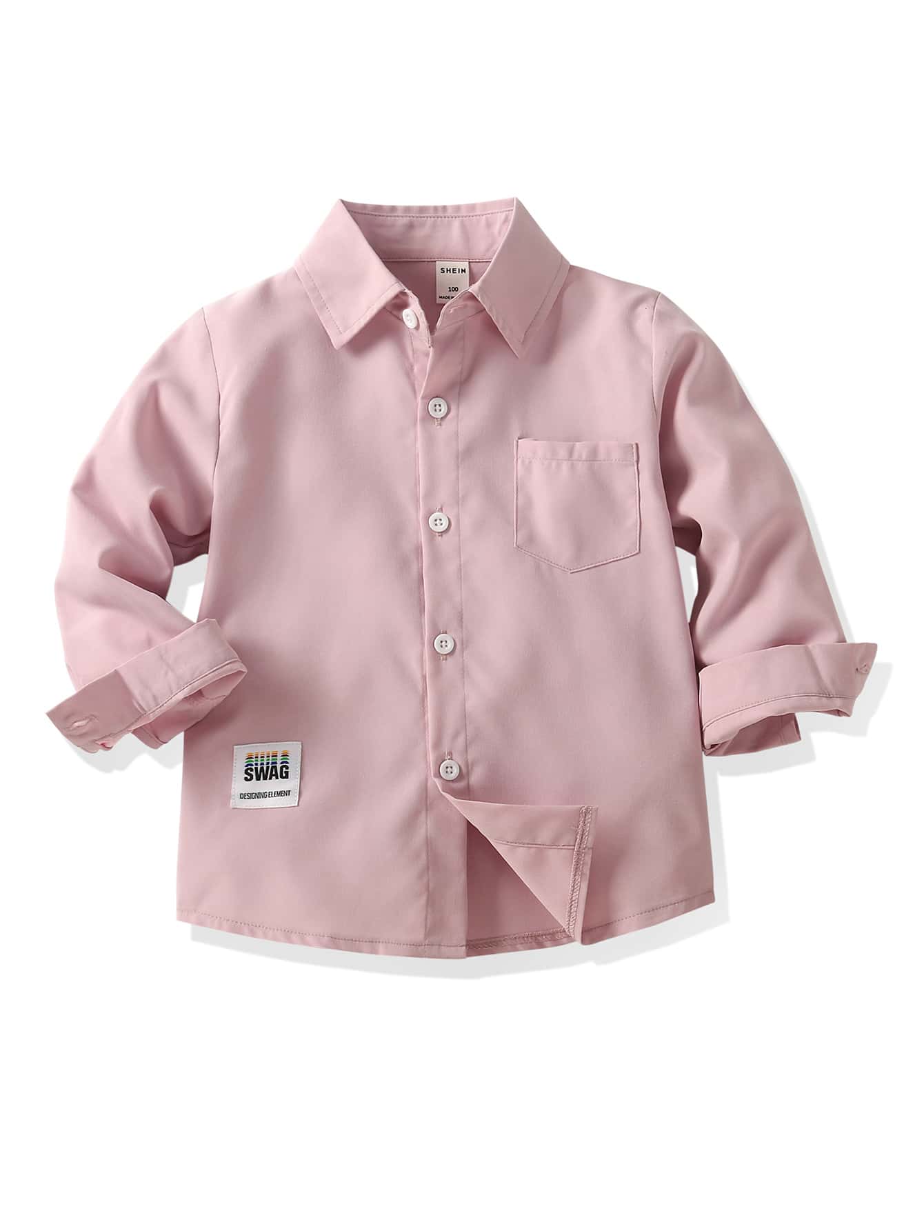 Young Boy Letter Patched Detail Pocket Front Shirt