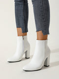 Women Side Zip Chunky Heeled Classic Boots, Fashion Outdoor Boots