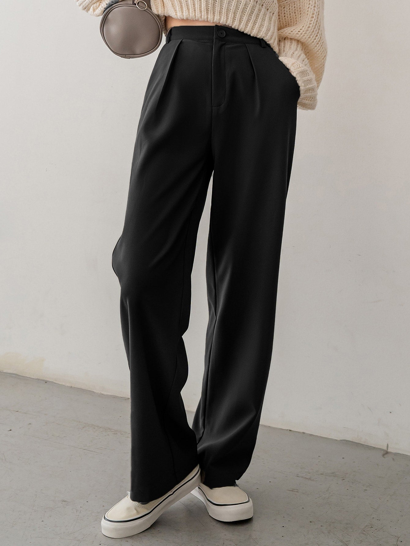 DAZY Solid Plicated Detail Suit Pants