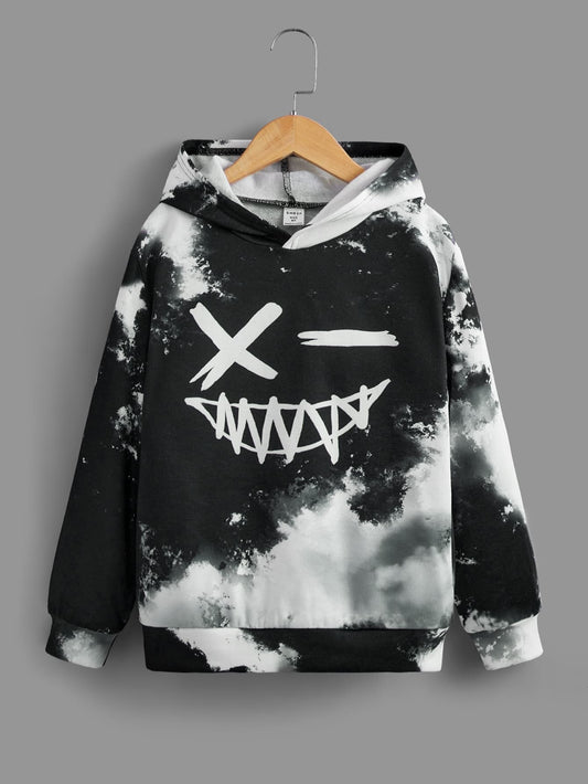 Tween Boy Cartoon Graphic Tie Dye Hoodie