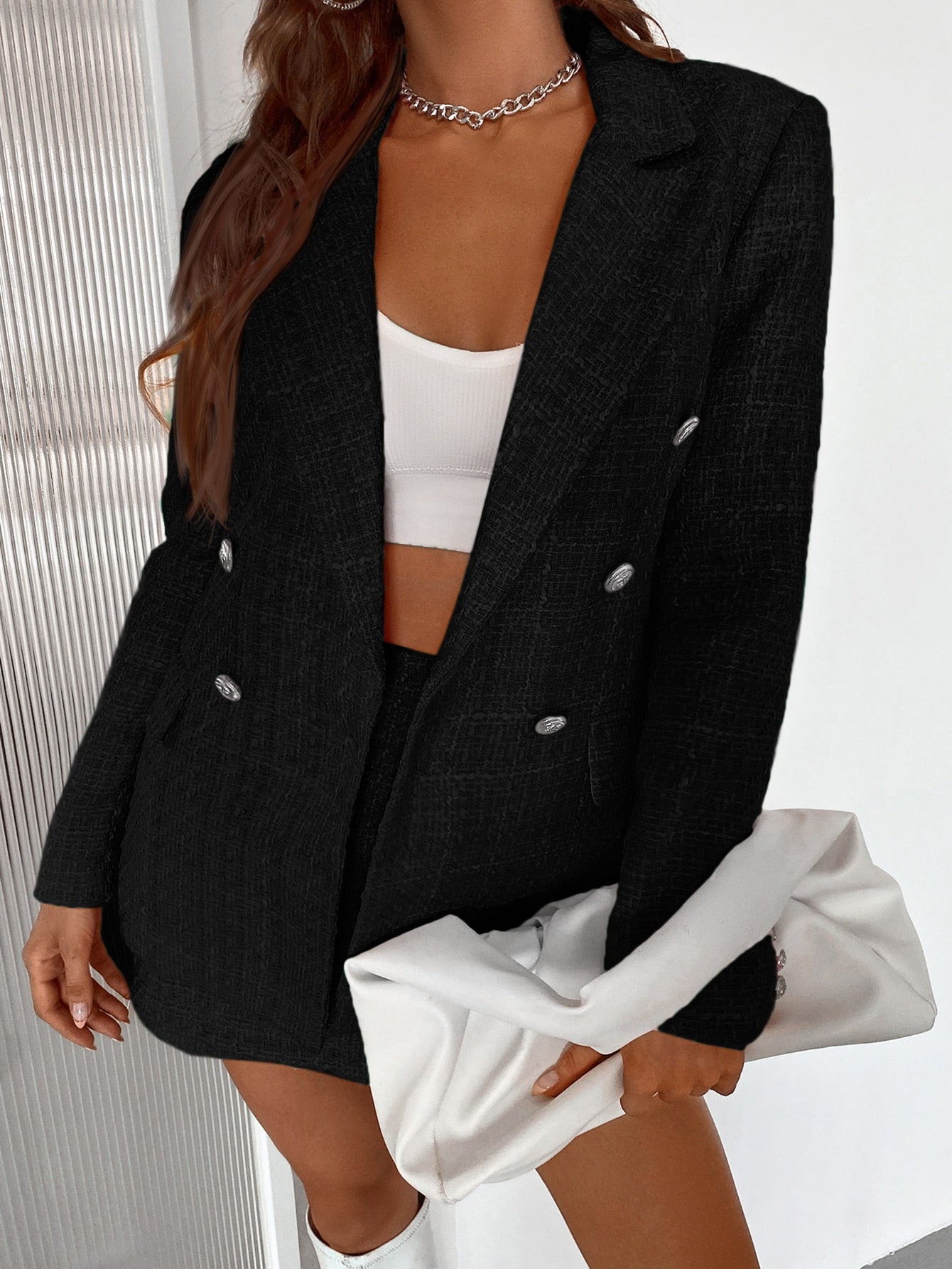 BIZwear Double Button Tweed Blazer Workwear