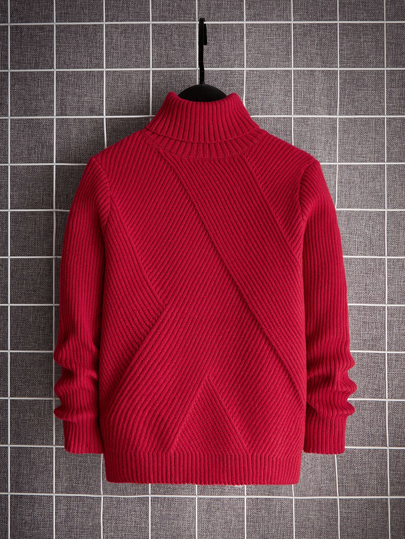 Tween Boy Turtleneck Ribbed Knit Sweater