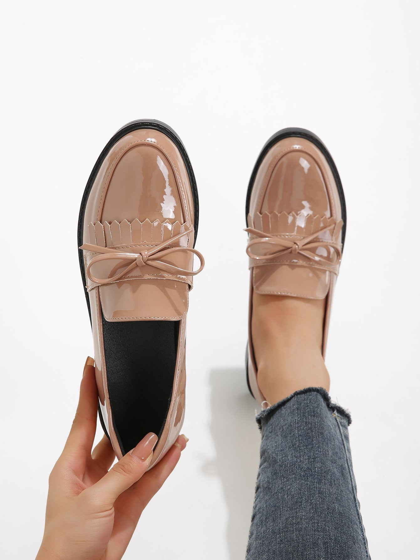 Bow & Fringe Decor Flat Loafers