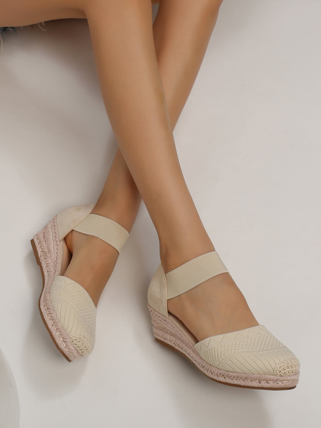 Minimalist Espadrille Ankle Strap Wedge Shoes