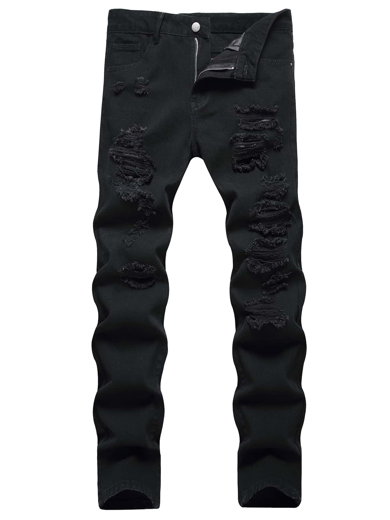 Men Cotton Dark Washed Ripped Jeans