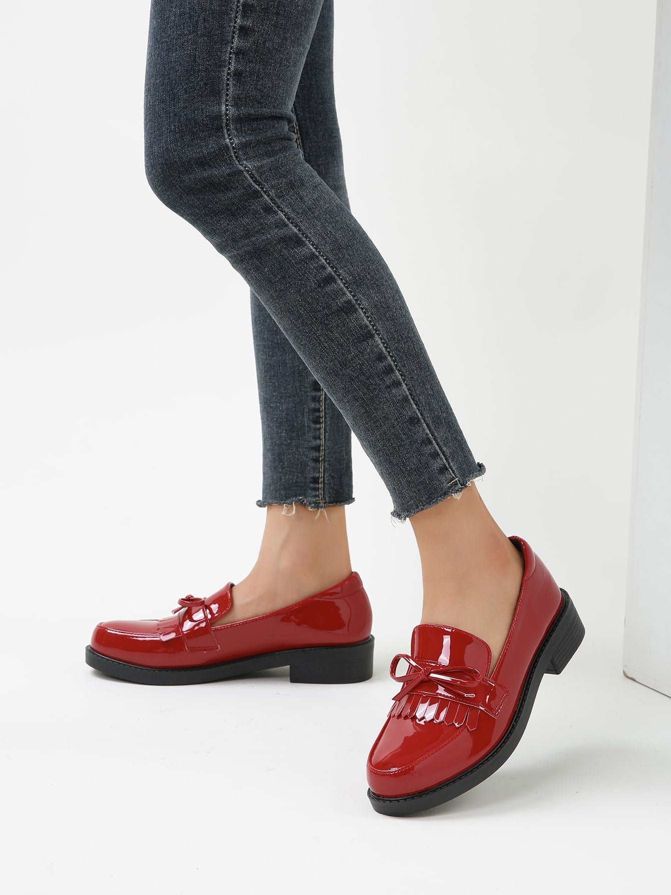 Bow & Fringe Decor Flat Loafers