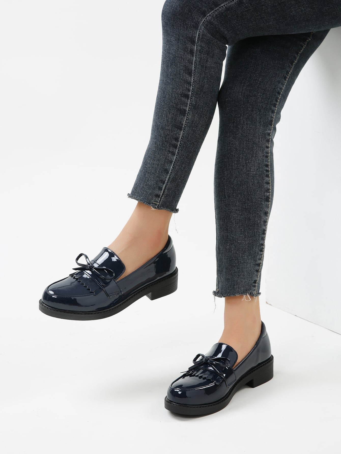 Bow & Fringe Decor Flat Loafers