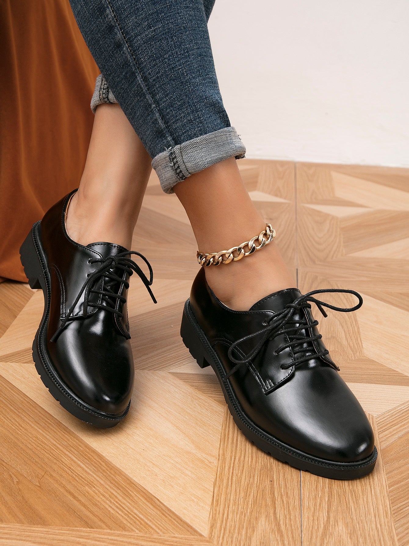 Women's Spring & Autumn Casual Retro Lace-Up Oxford Shoes, Comfortable Round Toe Flat Shoes