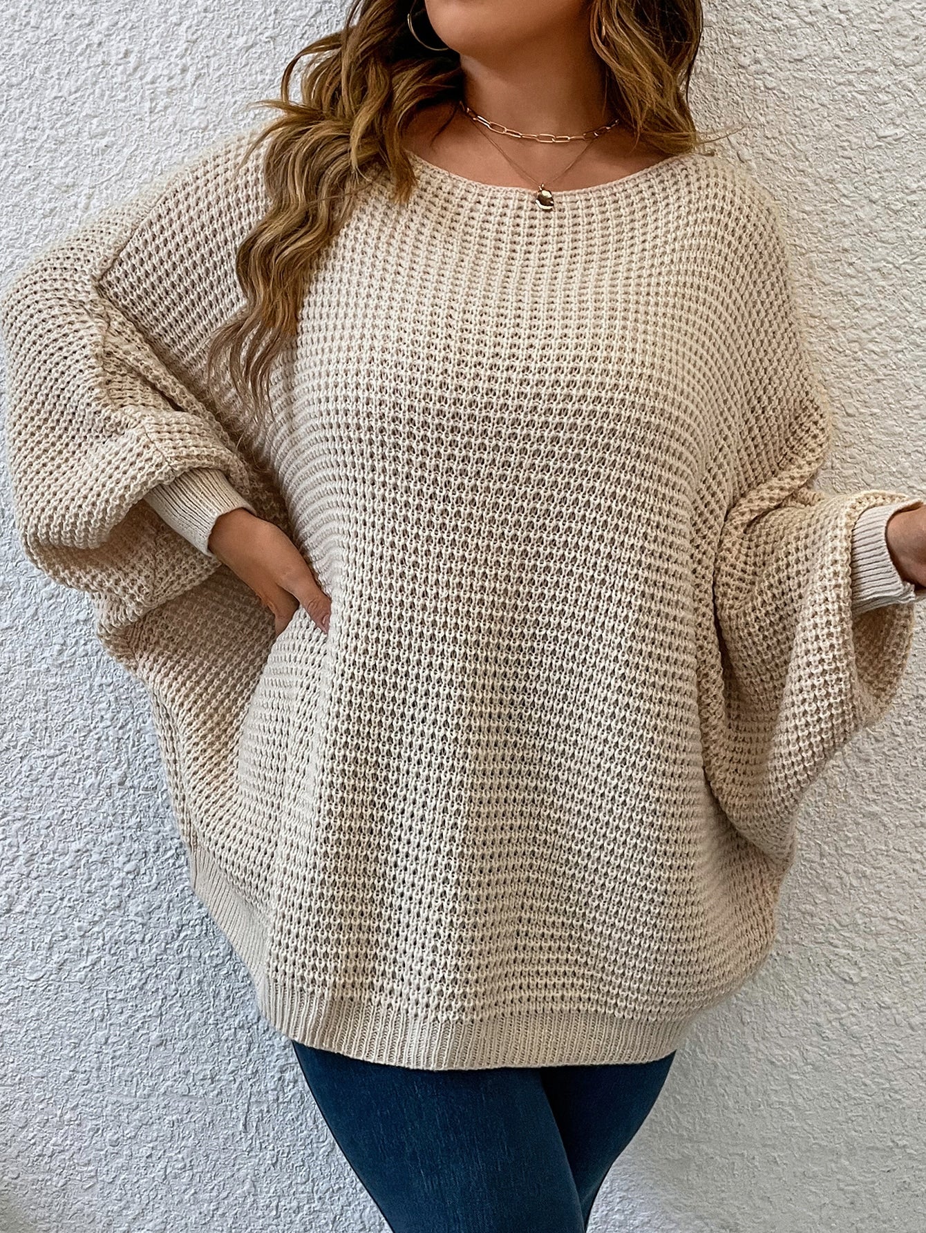 Plus Size Women's Plain And Simple Daily Wear Pullover Sweater