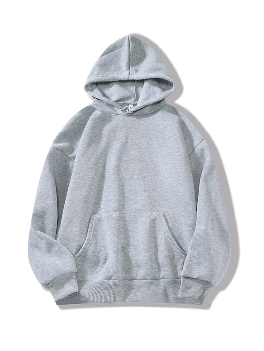 Solid Kangaroo Pocket Thermal Lined Hoodie