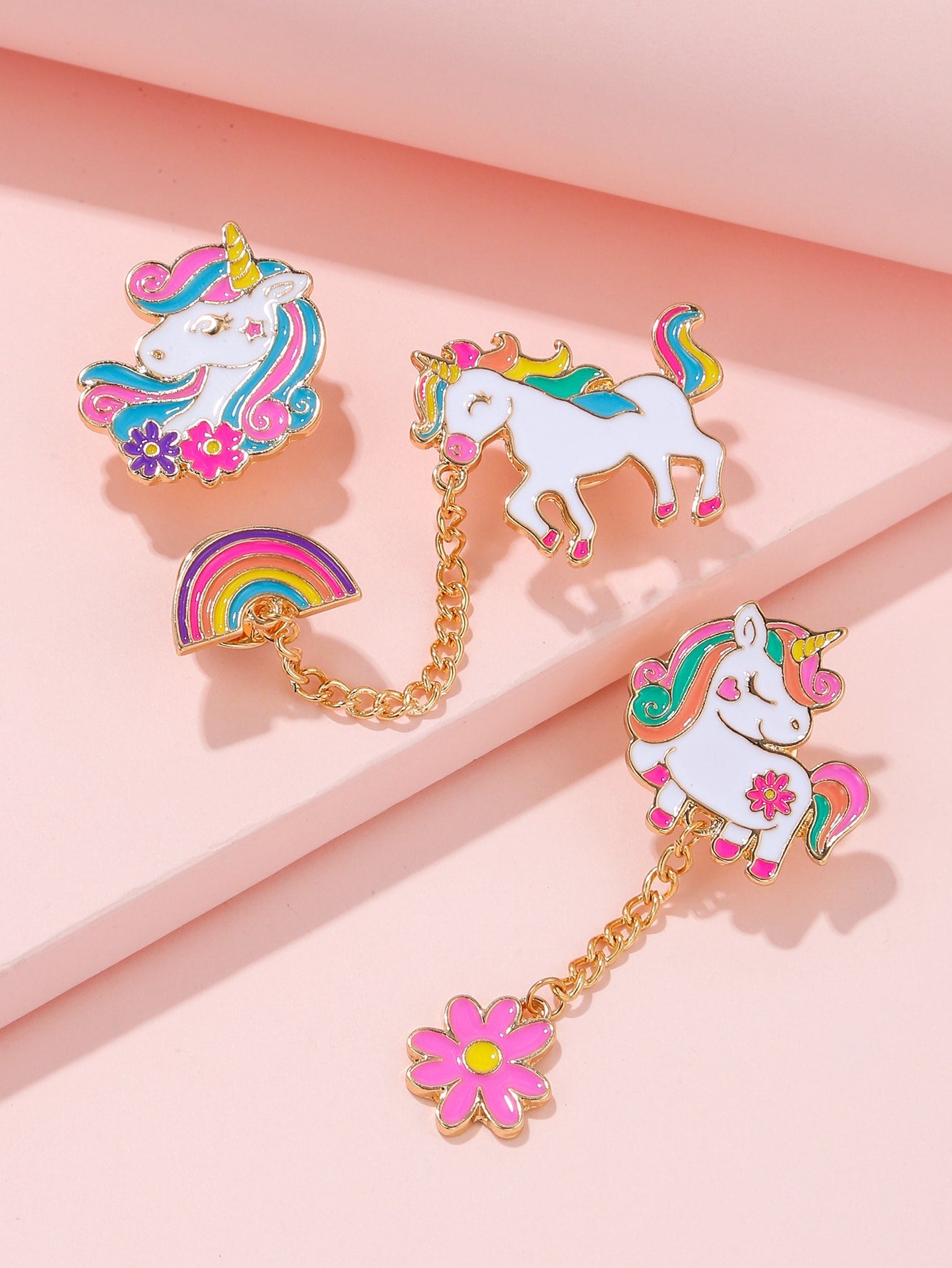 3pcs Girls Unicorn Design Brooch