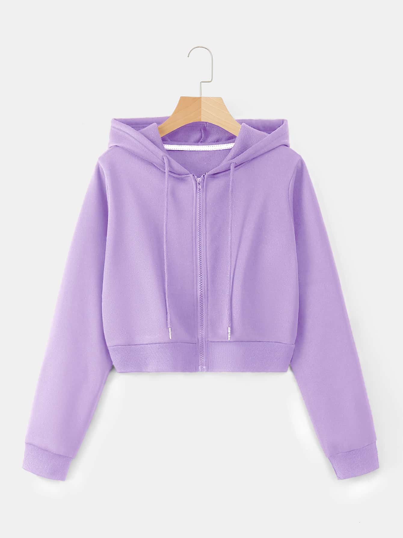 Zip Up Crop Drawstring Hoodie