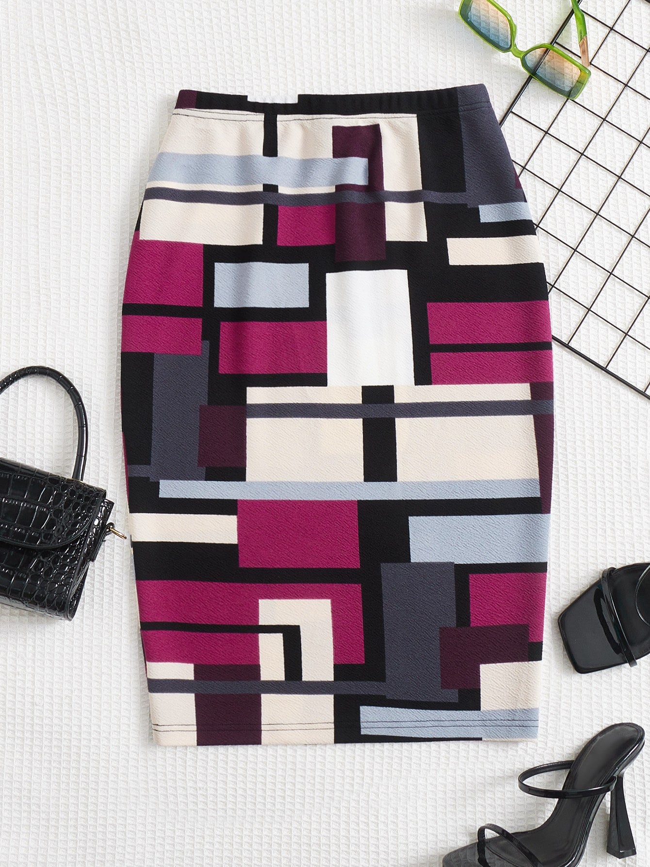 Plus Geo Print Pencil Skirt