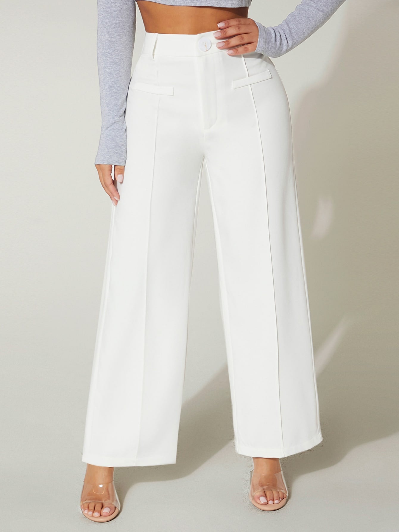 PETITE Solid Wide Leg Summer Pants