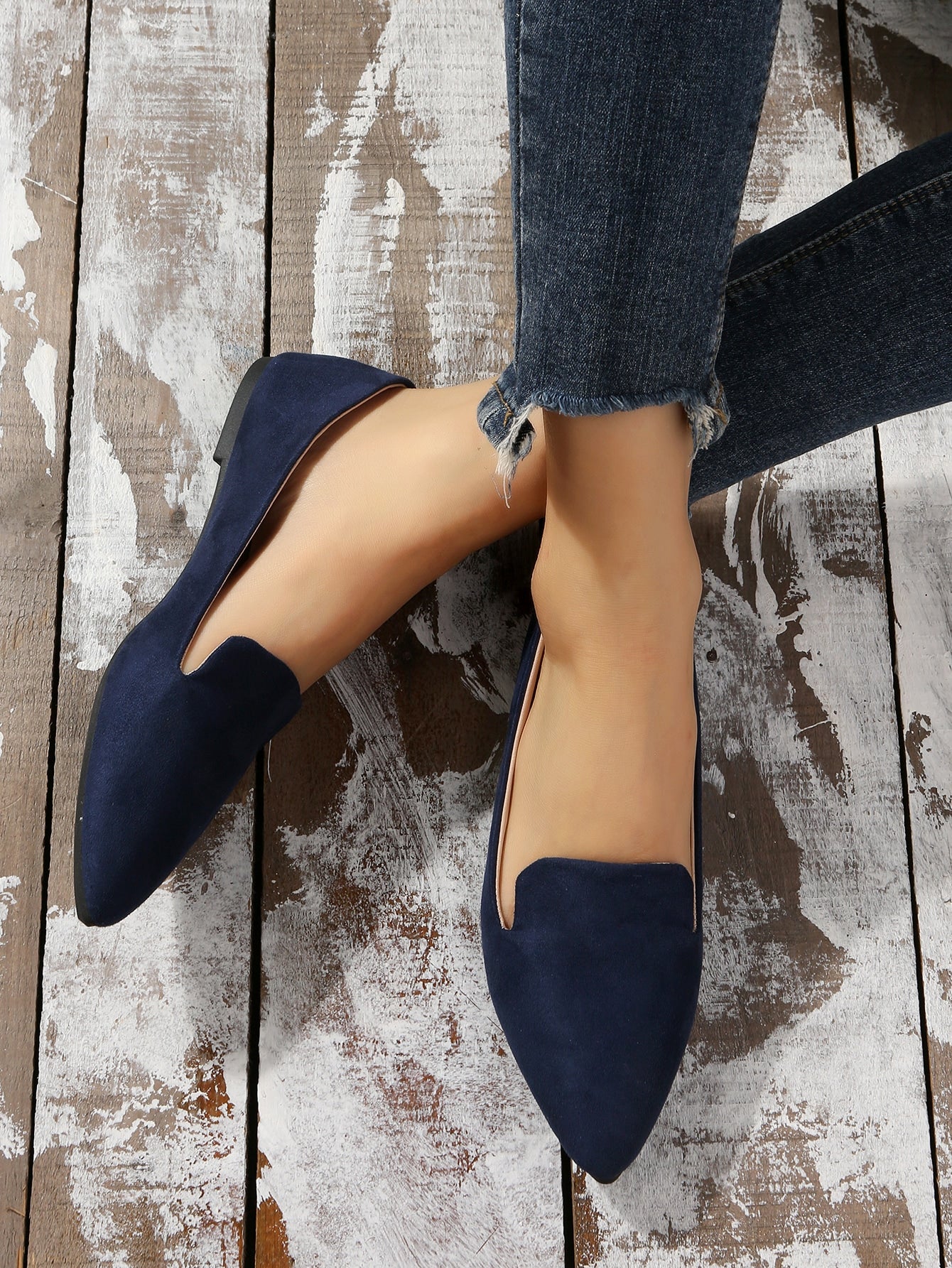35-45 Size Women's Pointed Toe Flat Shoes For Spring And Autumn, For Everyday Wear, Can Fit For Skirt, Solid Color, Light Color And Rice Color Optional
